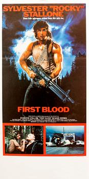 Film poster Sylvester Stallone "Rambo First Blood" 1982 Uddeholms offset.