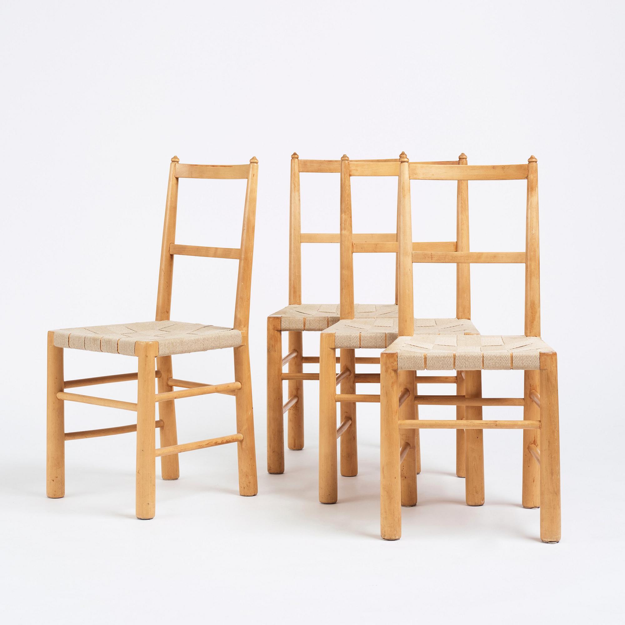 Gunnar Asplund, a set of four chairs for the Stockholm City Library, Nordiska Kompaniet ca 1928.