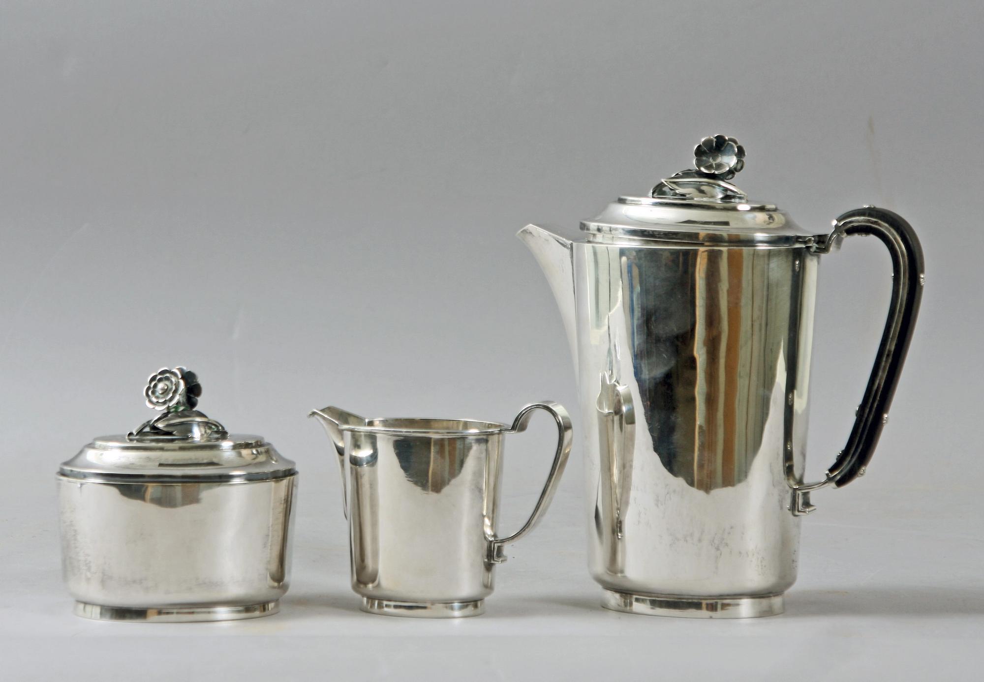 KAFFESERVIS, 3 delar, silver, Per Sköld, Malmö.