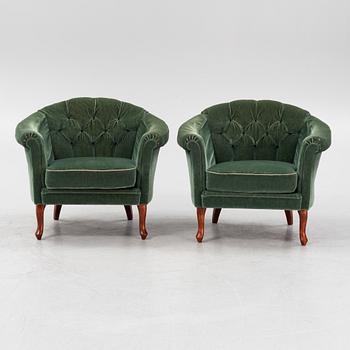 A pair of Bröderna Andersson easy chairs, mid 20th Century.