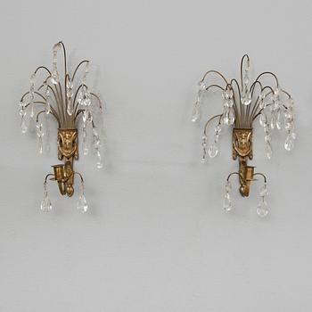 VÄGGLAMPETTER, 1 par, gustaviansk stil, 1900-talets första hälft.