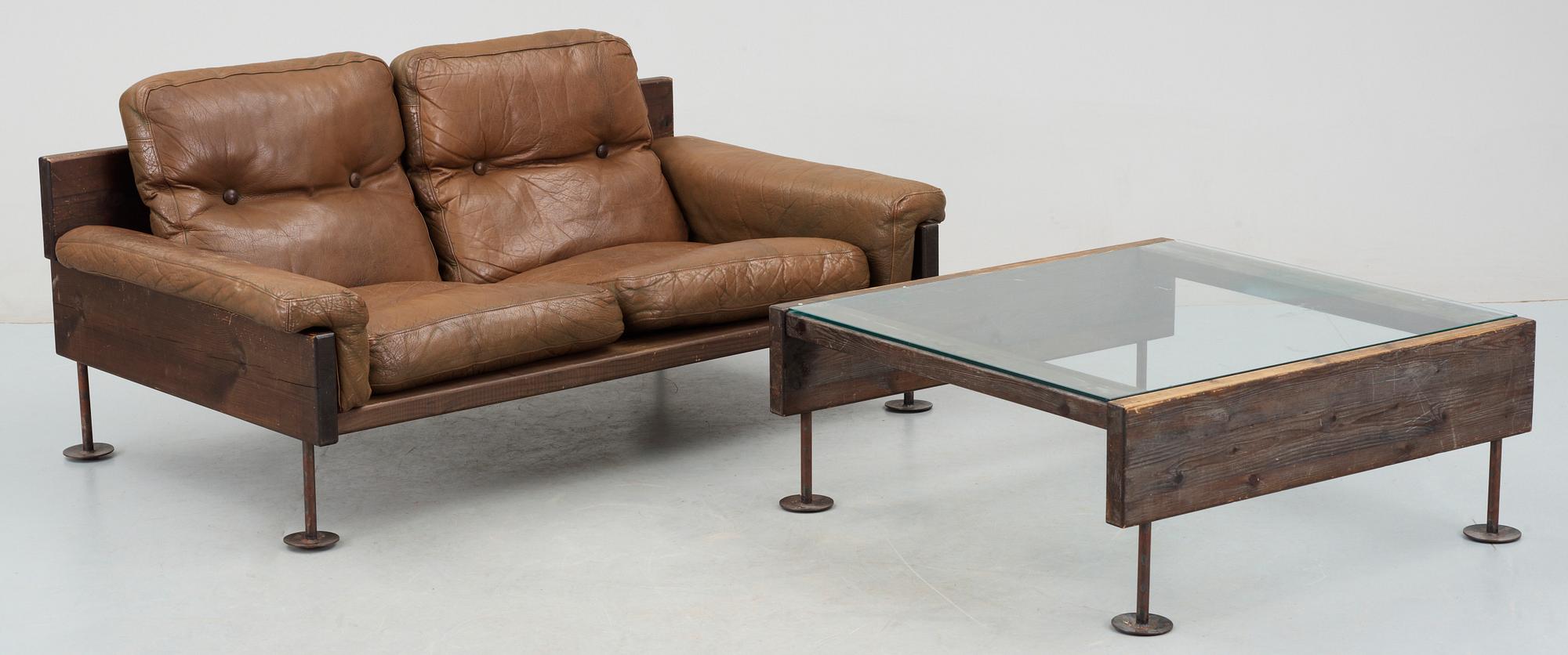 SOFFA samt SOFFBORD, 2 delar, sannolikt "Ateljee-series", Yrjö Kukkapuro, Finland, formgiven 1964.