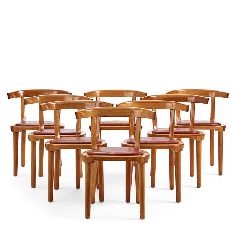 Gunnar Asplund, a set of eight mahogany chairs, Svenska Möbelfabrikerna, Bodafors, ca 1934-35, for the Bredenberg Department Store.