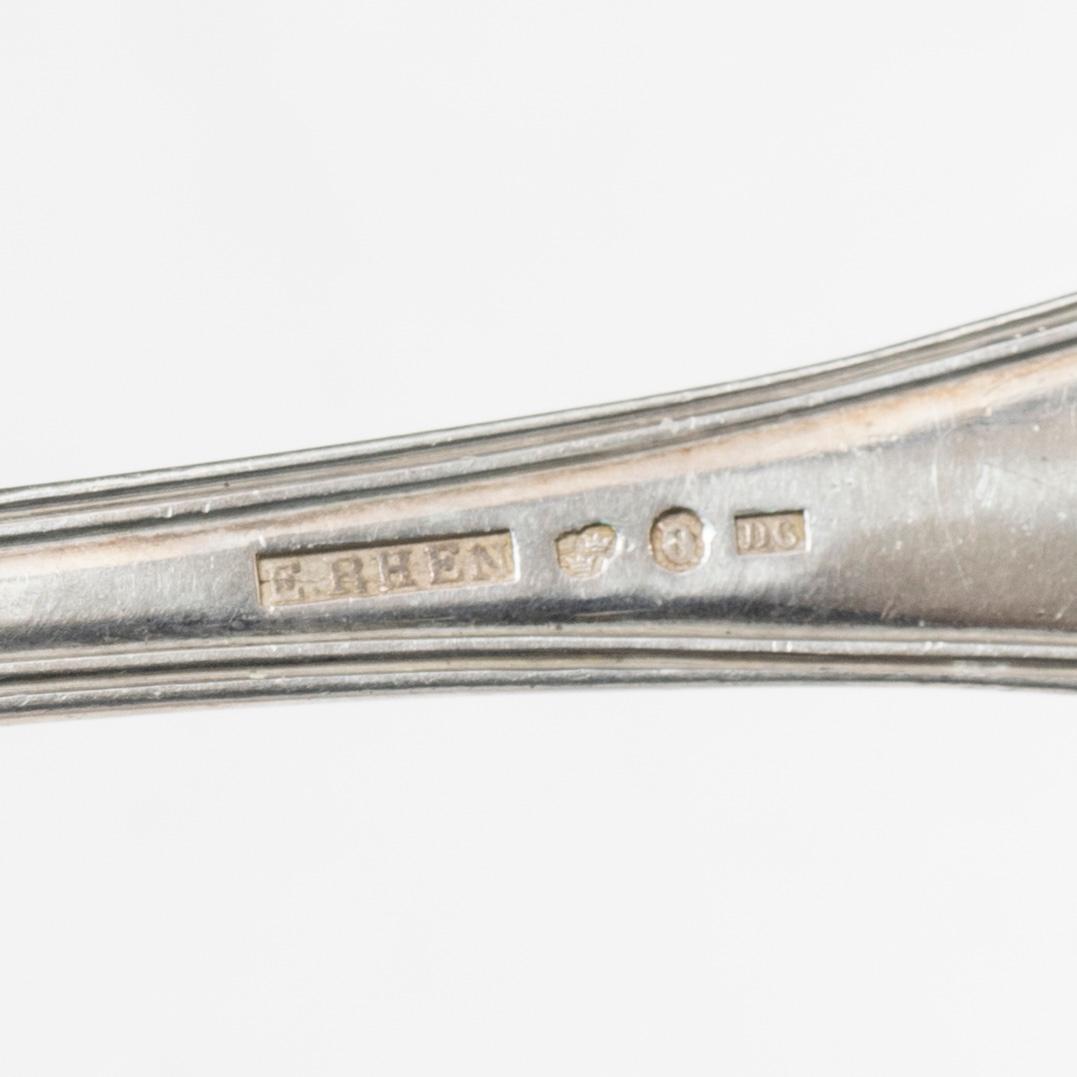 Matskedar, 8 st, silver, modell "Gammal Fransk", Sverige, bl a Edvard Rhen, Örnsköldsvik 1882.