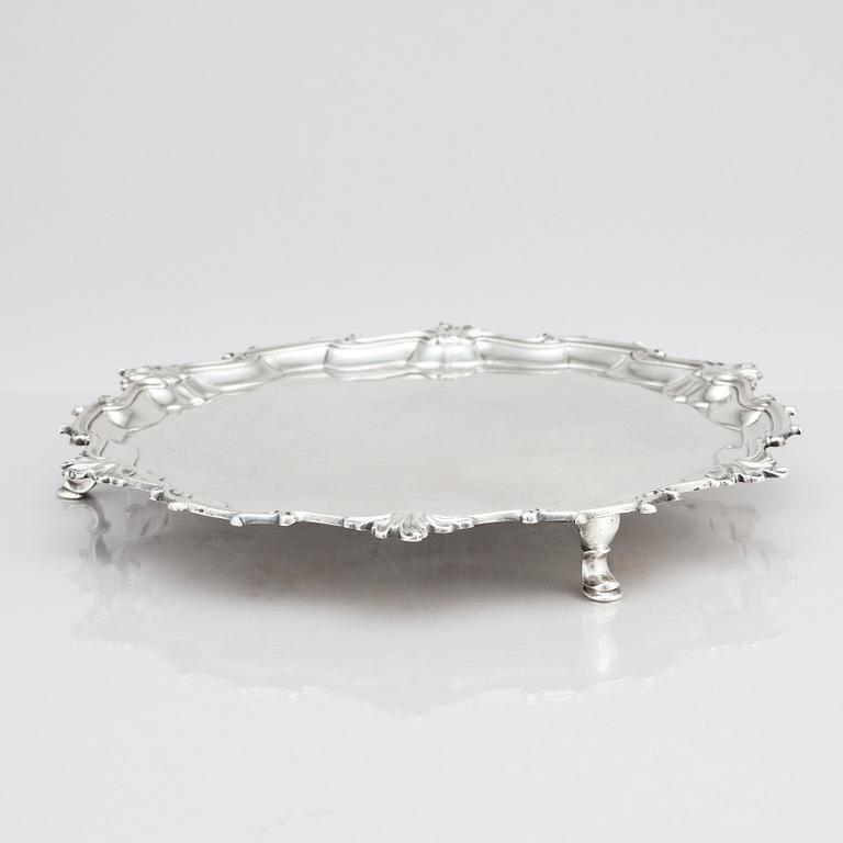 An English silver salver/plate, mark of Thomas Cooke II and Richard Gurney, London 1753.