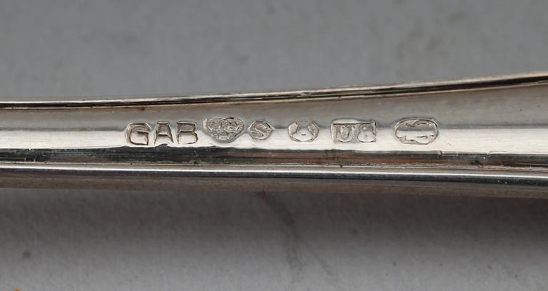 BESTICK, 15 delar, silver, GAB, Stockholm 1940-tal. Total vikt med stålblad ca 720 g.