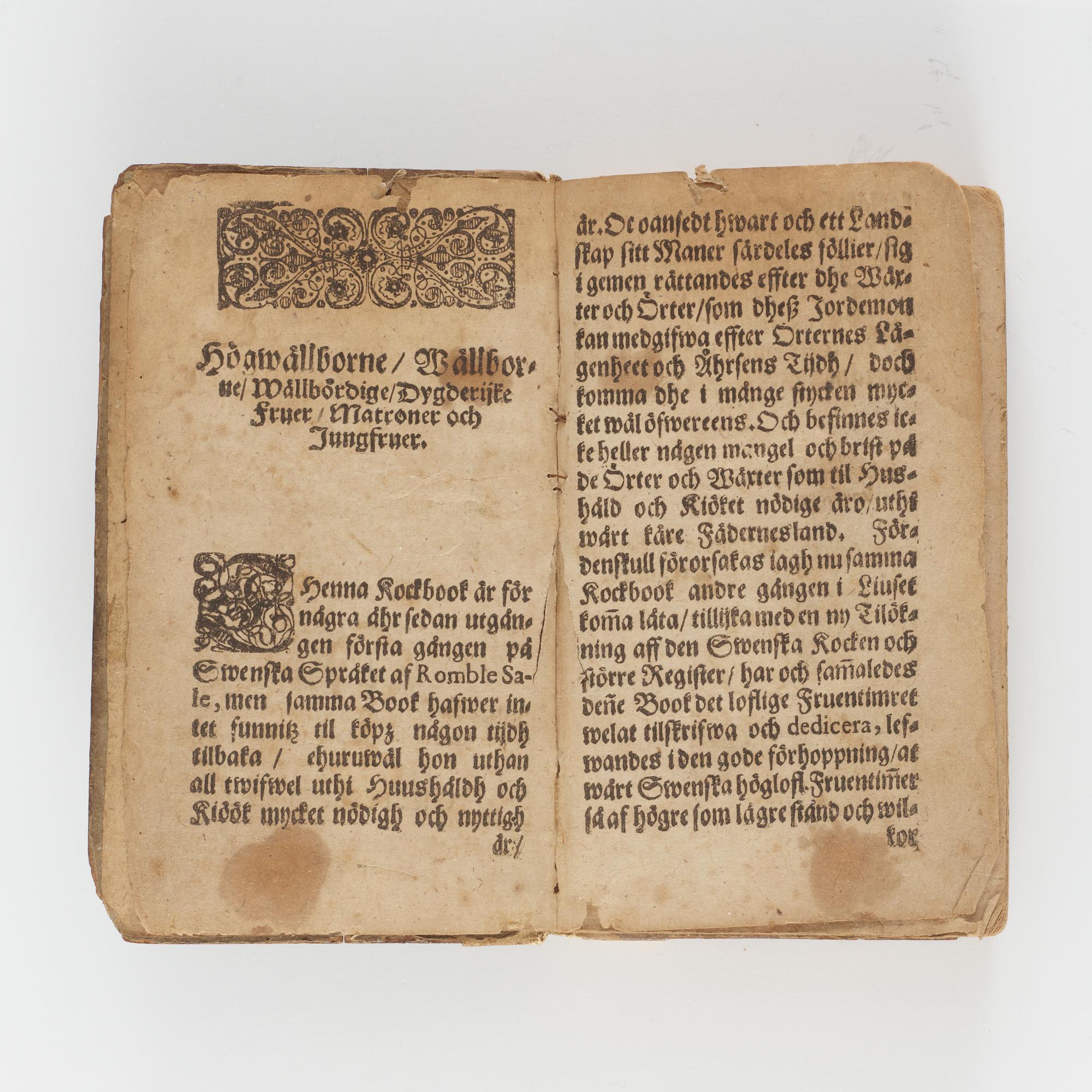 ROMBLE SALE, THEN FRANZÖSKE KOCKEN OCH PASTENBAKAREN. ZACHARIA ASP, STRÄNGNÄS 1684.