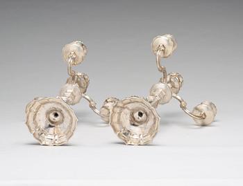 A pair of French 20th century silver 950/1000 four light candelabra, marked Mon Odiot.