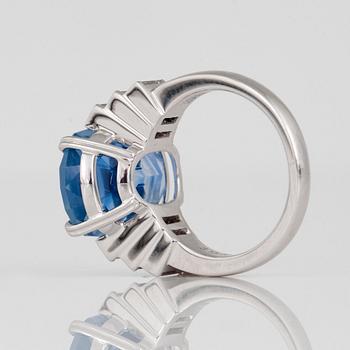 An unheated sapphire and diamond ring.