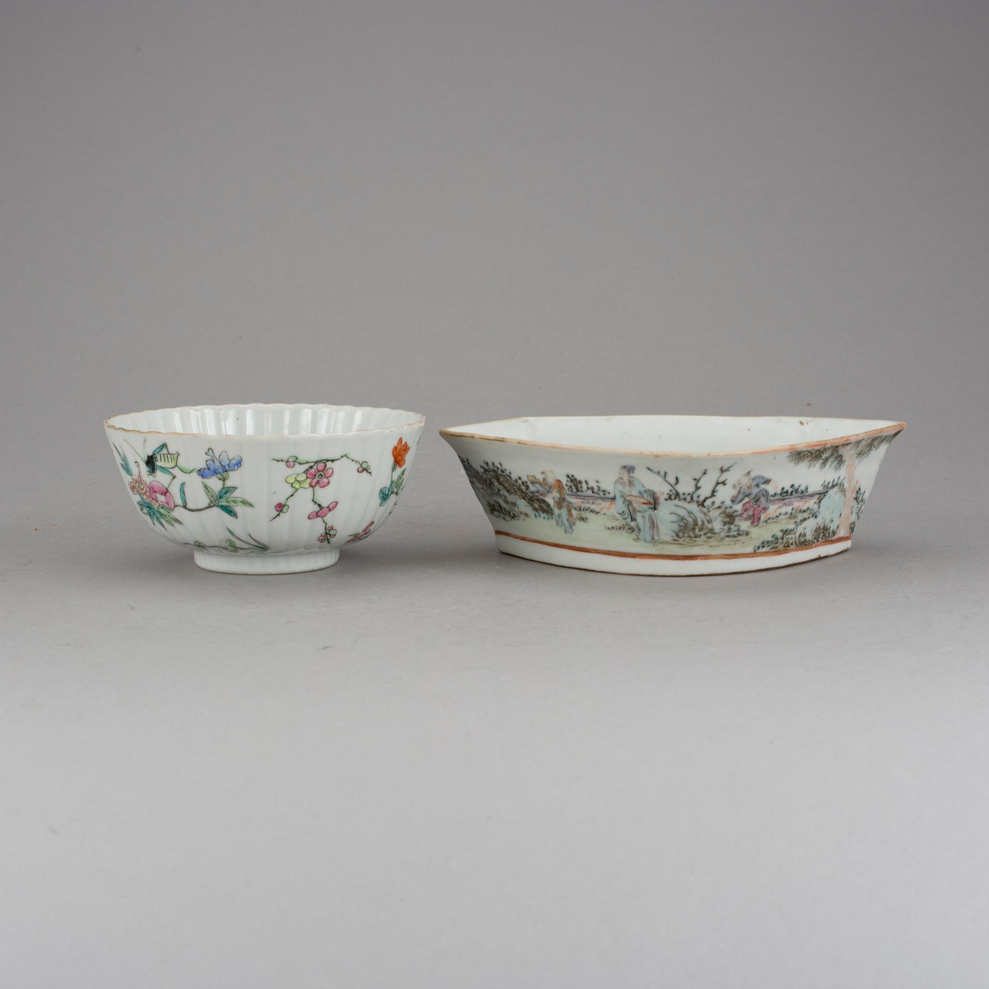 SKÅLAR, 2 st, porslin. Kina, 1800-tal samt 1900-tal.
