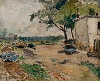 TORSTEN PALM, olja på kartong, signerad T.P. Med dedikation.