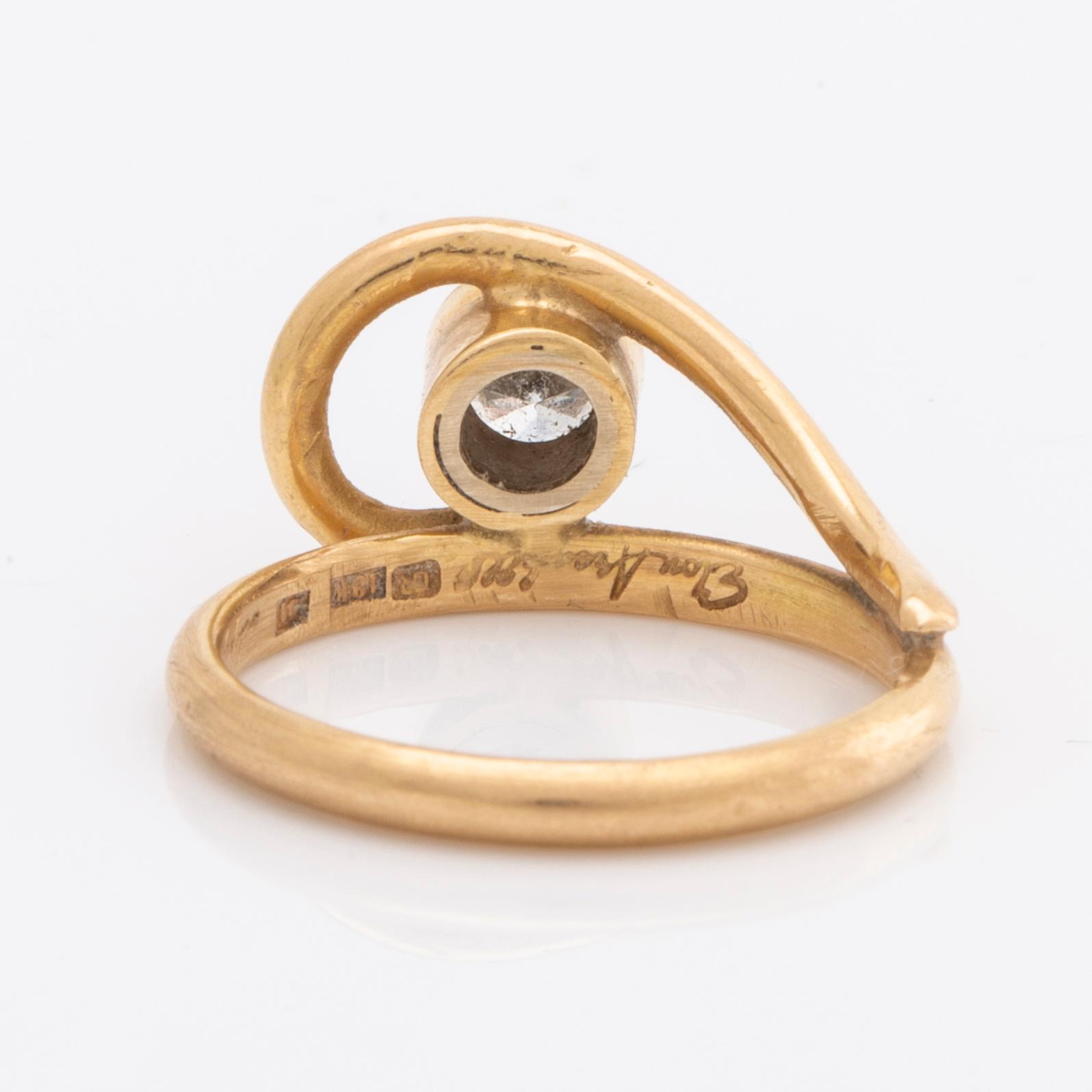 RING 18k gold 1 brilliant-cut diamond 0,47 ct inscribed, ca H-I VS.