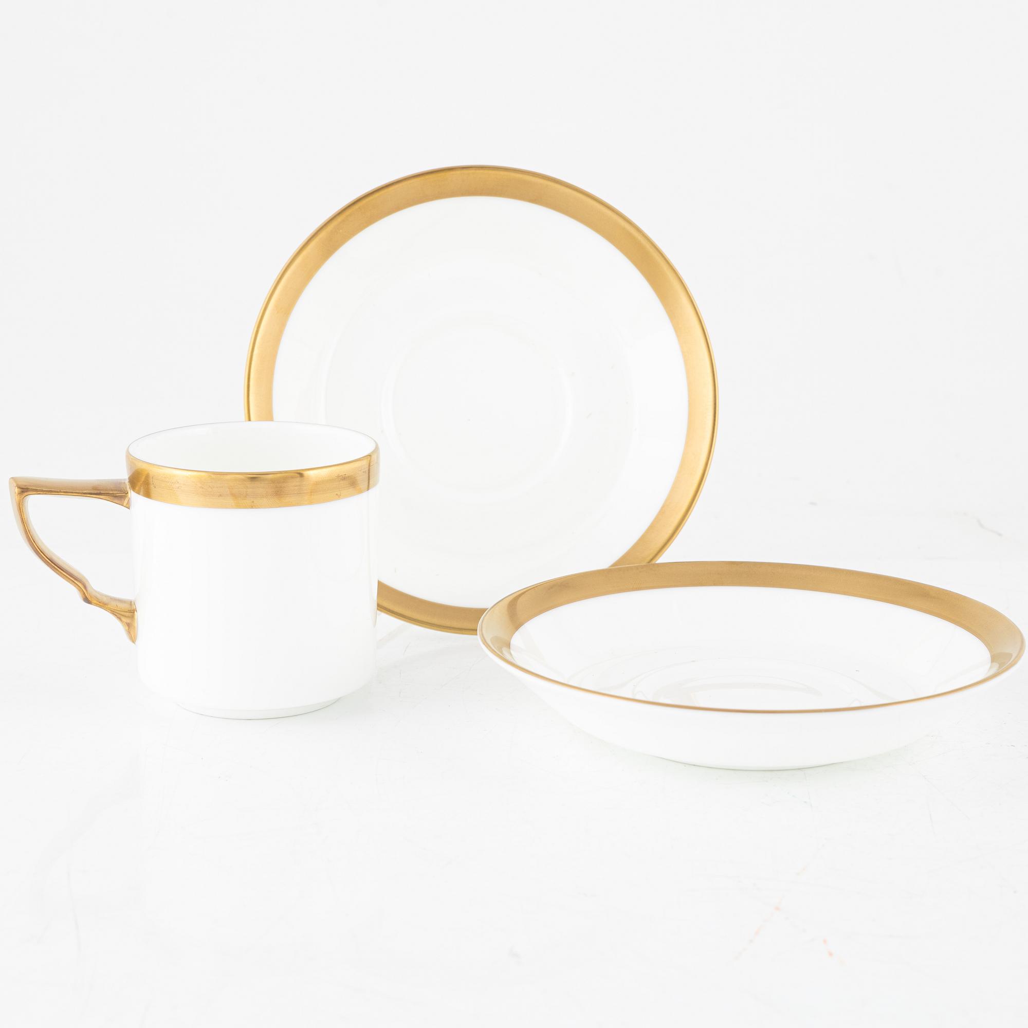 Karin Björquist, kaffekoppar med fat, 12 st, samt teskedar, 12 st, "Nobel", Rörstrand.