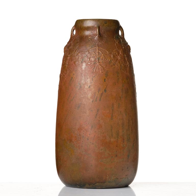 Hugo Elmqvist, an Art Nouveau patinated bronze vase, Stockholm early 1900's.