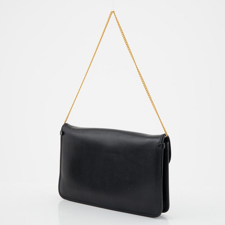 Mulberry x Alexa Chung, a black leather 'Little Guy' handbag.