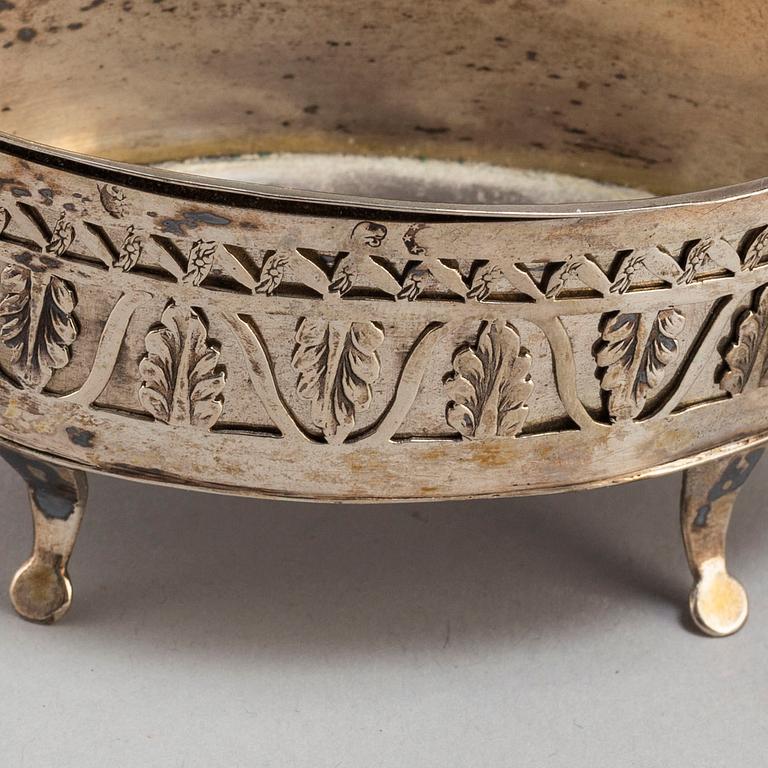 Six silver salt cellars, 19th century.