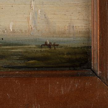OKÄND KONSTNÄR, olja på pannå, ett par, otydligt signerade, 1800-talets andra hälft.