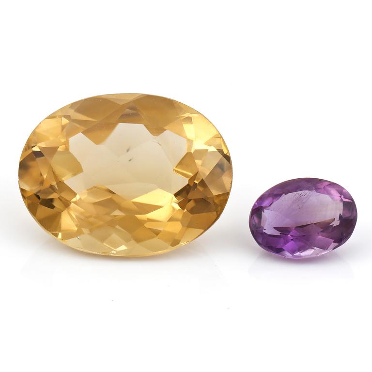 ÄDELSTENAR, citrin ca 46,04 cts samt ametist ca 6,55 cts.