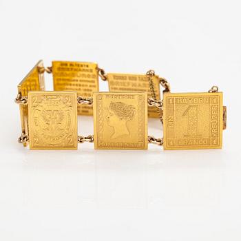 A bracelet with post stamps made of 900 gold..