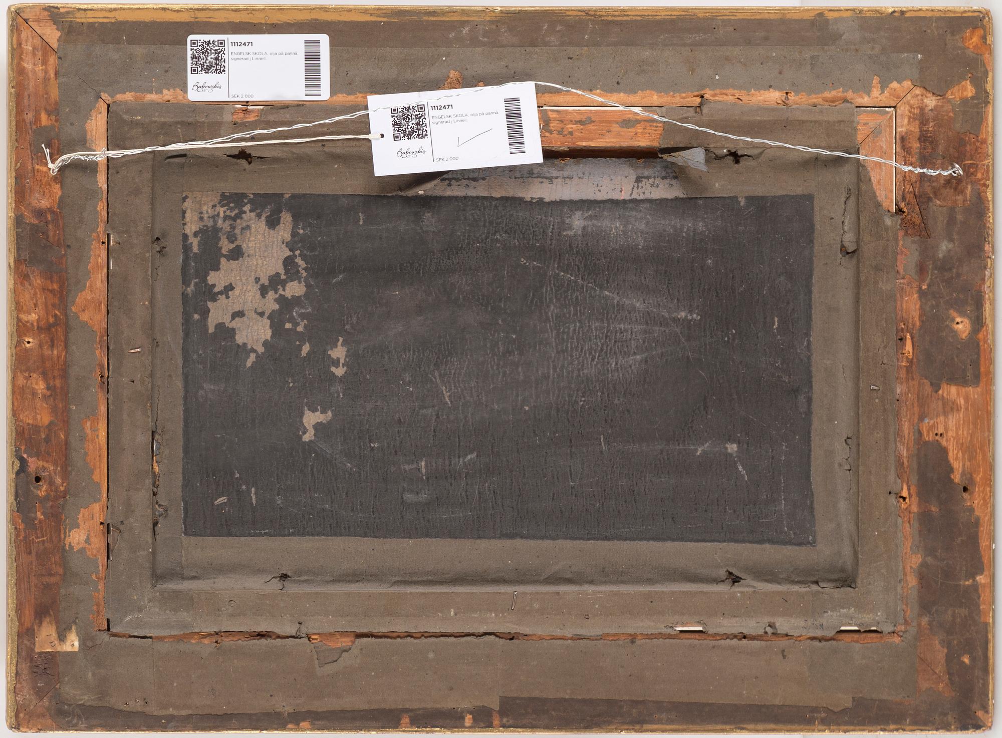 ENGELSK SKOLA, olja på pannå, signerad j Linnell.