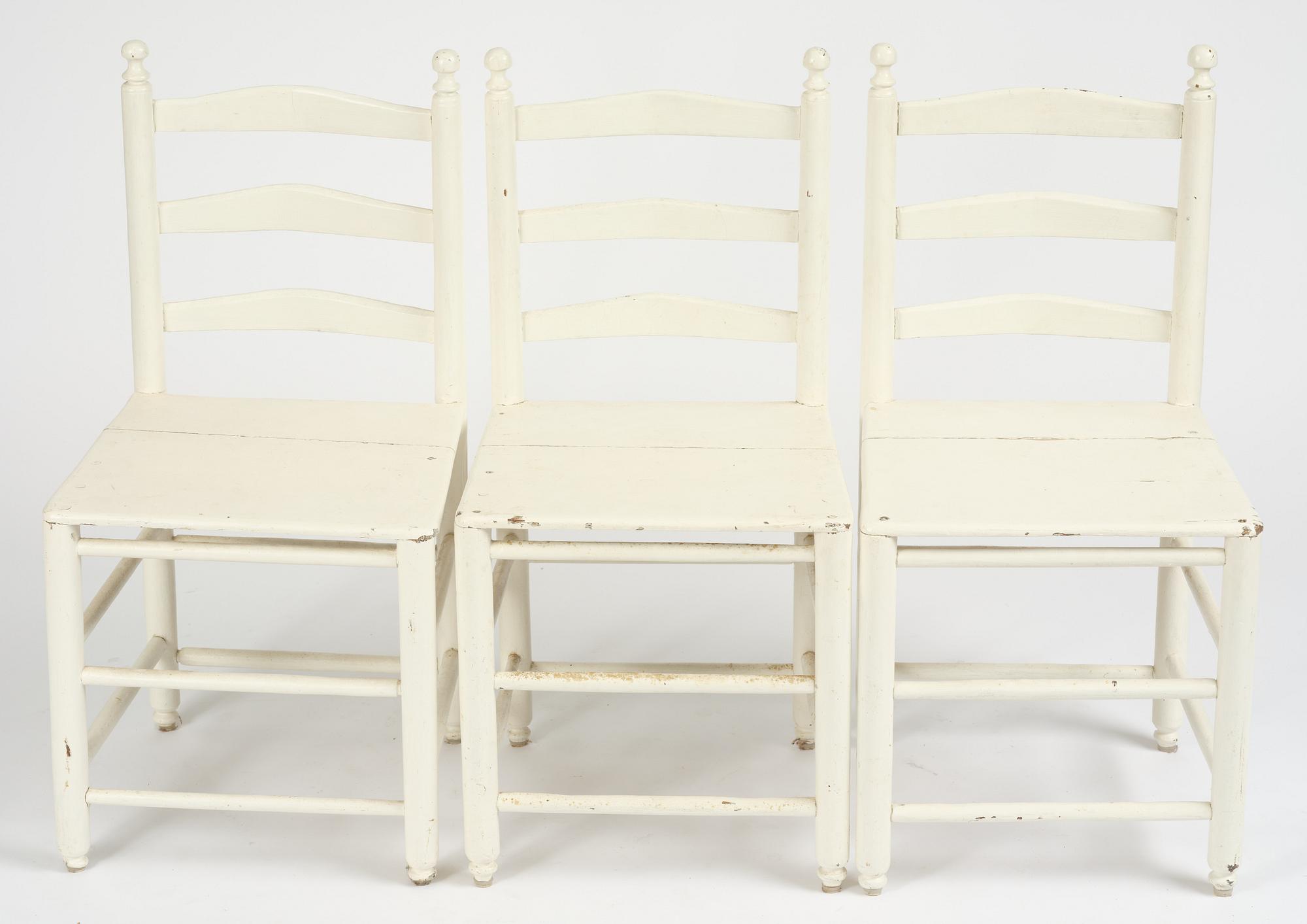 A set of three Gustavian ladderback chairs, late 18th/ early 19th century.