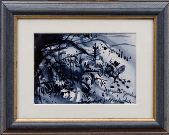 NANDOR MIKOLA, tuschteckning, signerad, märkt "Hyvää joulua".