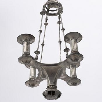 Ferdinand Boberg, a pewter chandelier, Santessons Tenngjuteri, Stockholm 1904.