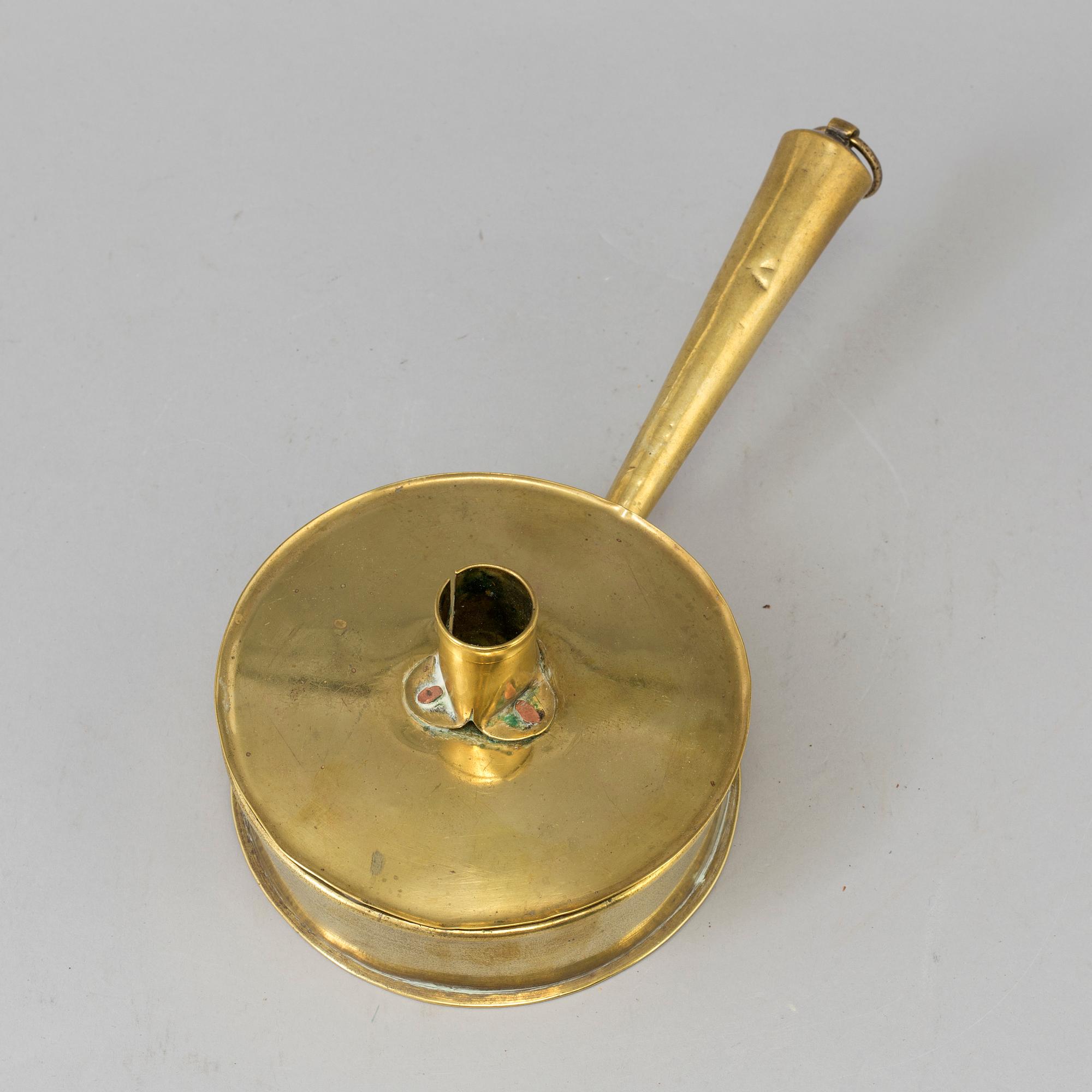 LJUSSTAKE, sk stumpastake, mässing, 1700-tal.
