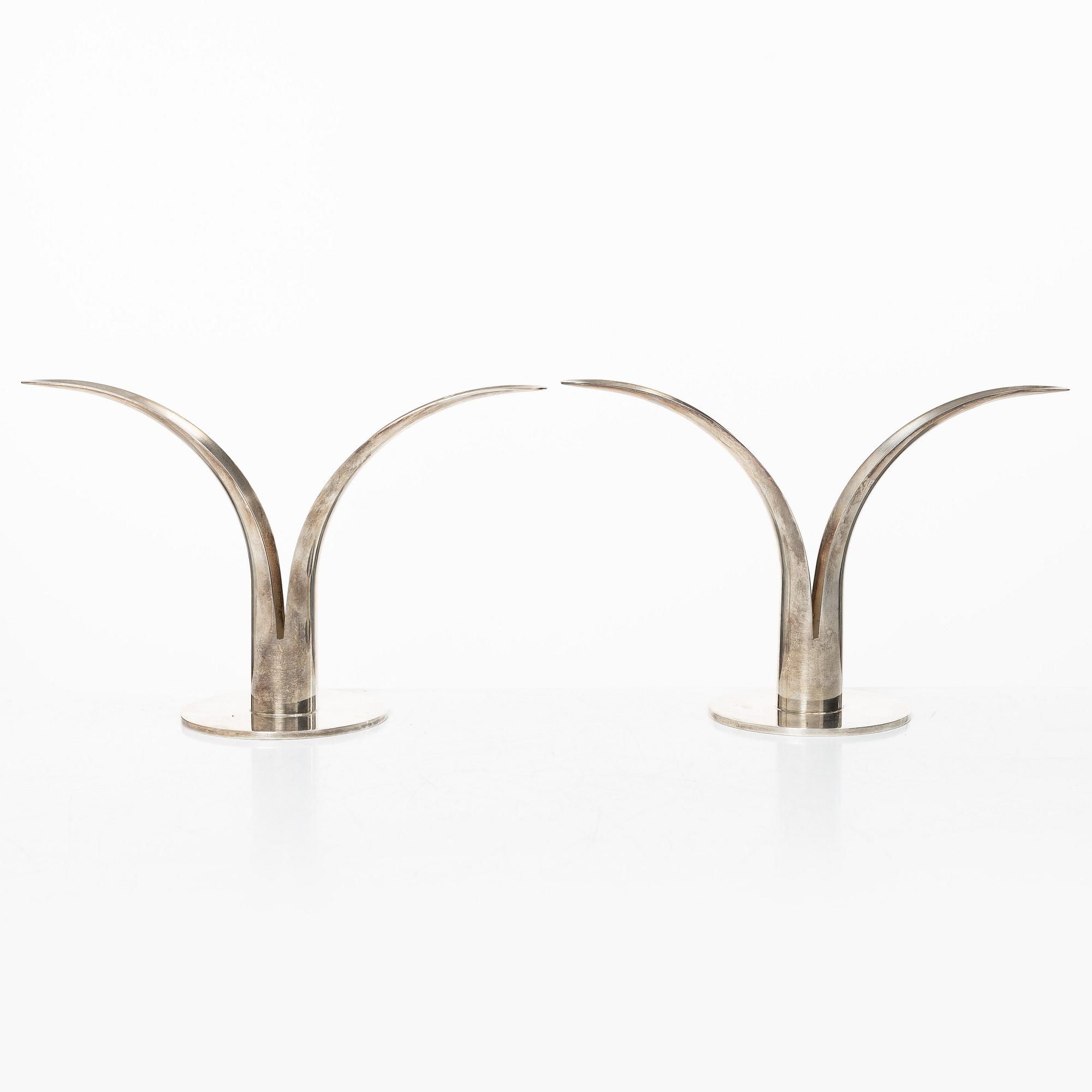 Ivar Ålenius-Björk, Candle holders, a pair, silver-plated, "Liljan", Skultuna.