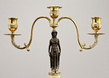 KANDELABRAR, ett par, delvis sengustavianska, 1800-tal.