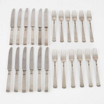 Jacob Ängman, 24 pieces silver cutlery model 'Rosenholm', GAB, Eskilstuna.