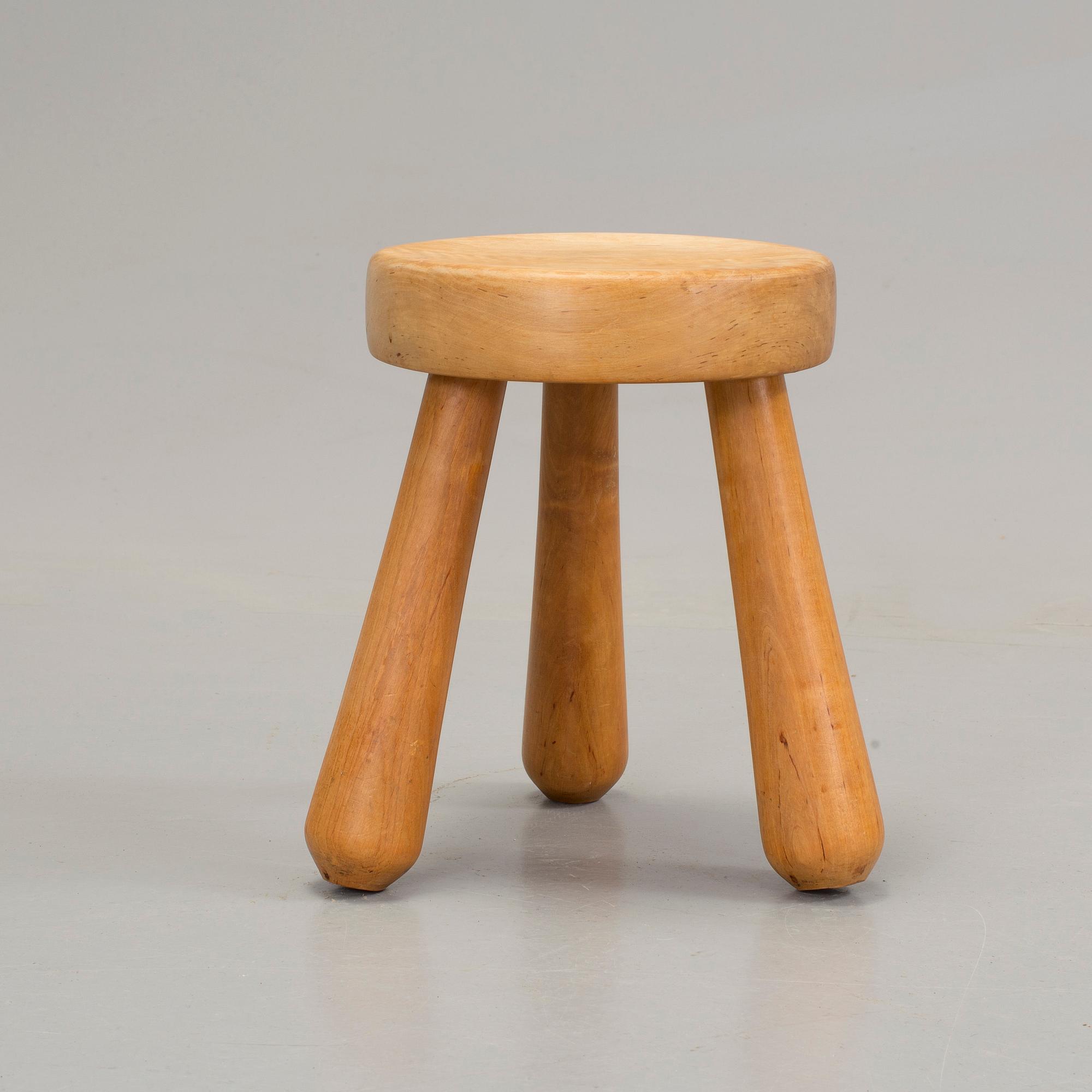An Ingvar Hildingsson I.H. slöjd birch stool, second half of the 20th Century.