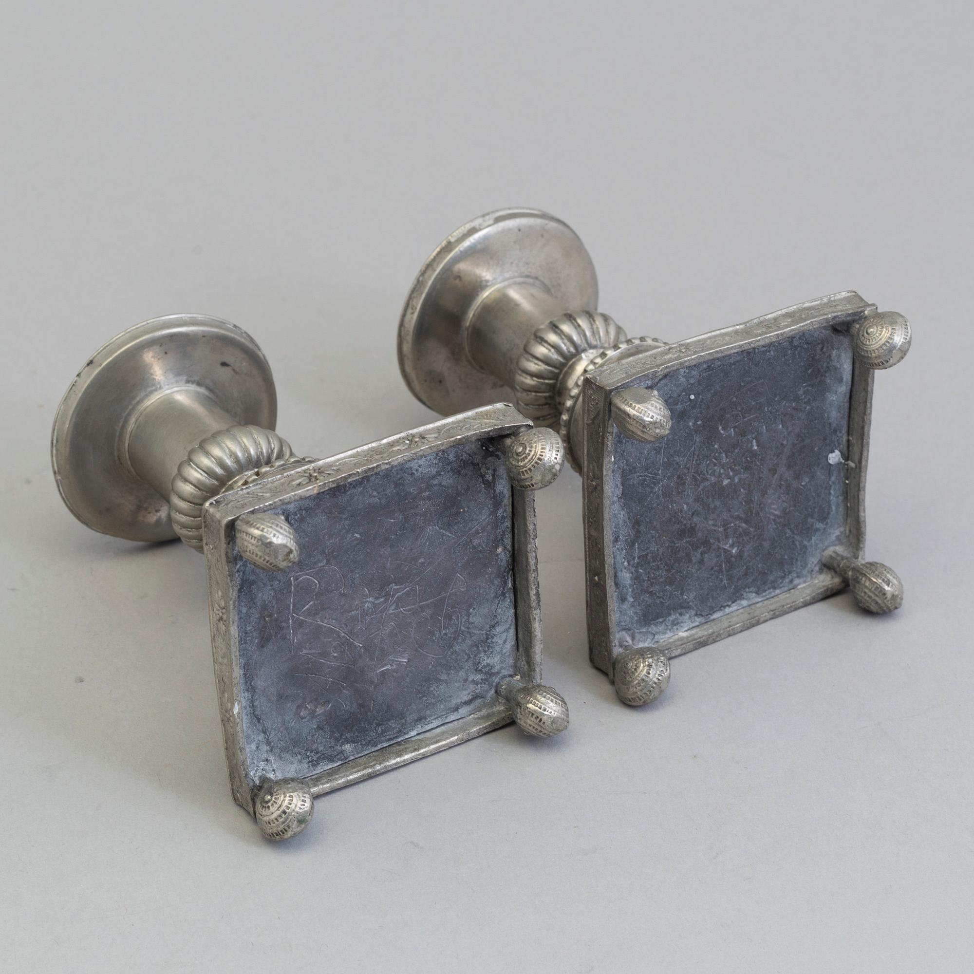 CANDLESTICKS, a pair, pewter, swedish, probably first half of the 19th century.