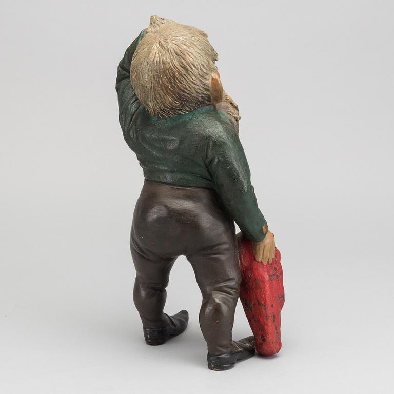 A German painted terrakotta gnome early 1900's.