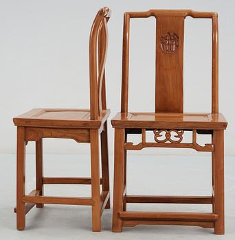 A pair of wooden chairs, Qing dynasty.