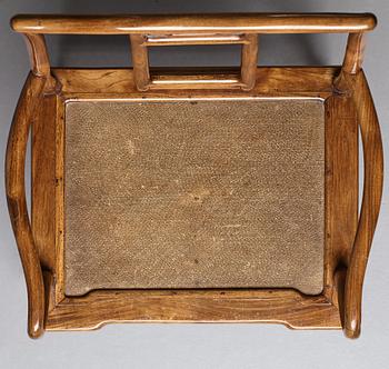 A hardwood and dreamstone armchair, presumably late Qing dynasty.