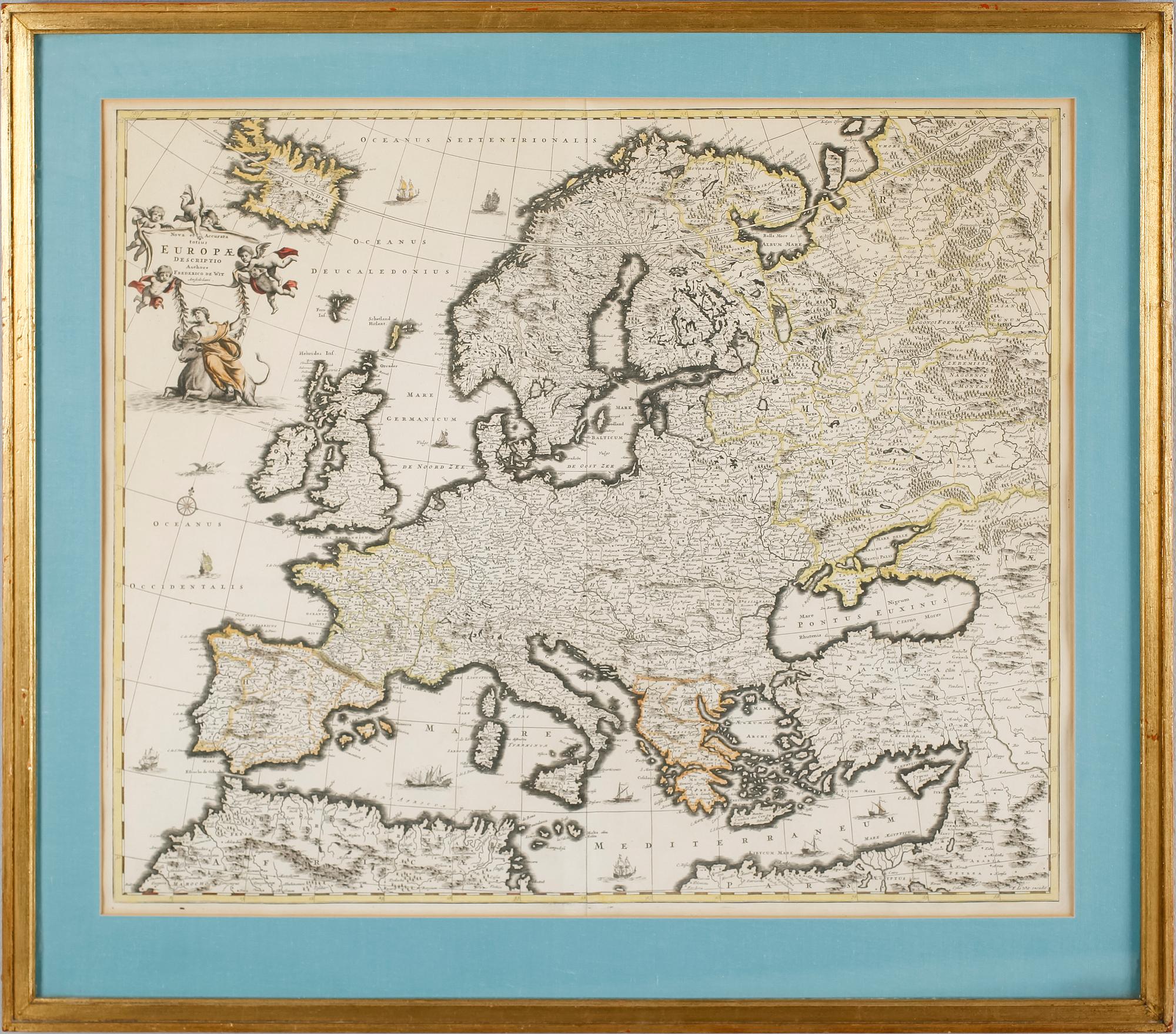 KOPPARSTICK, karta, kolorerad, Frederick de Wit, 1600-/1700-tal.