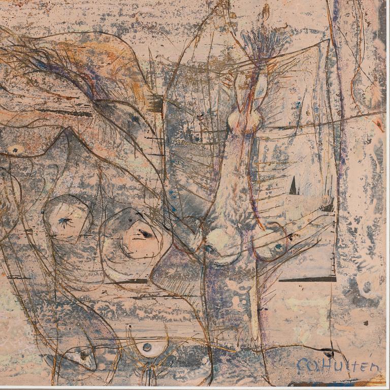 CO Hultén, mixed media, signed and executed 1949.