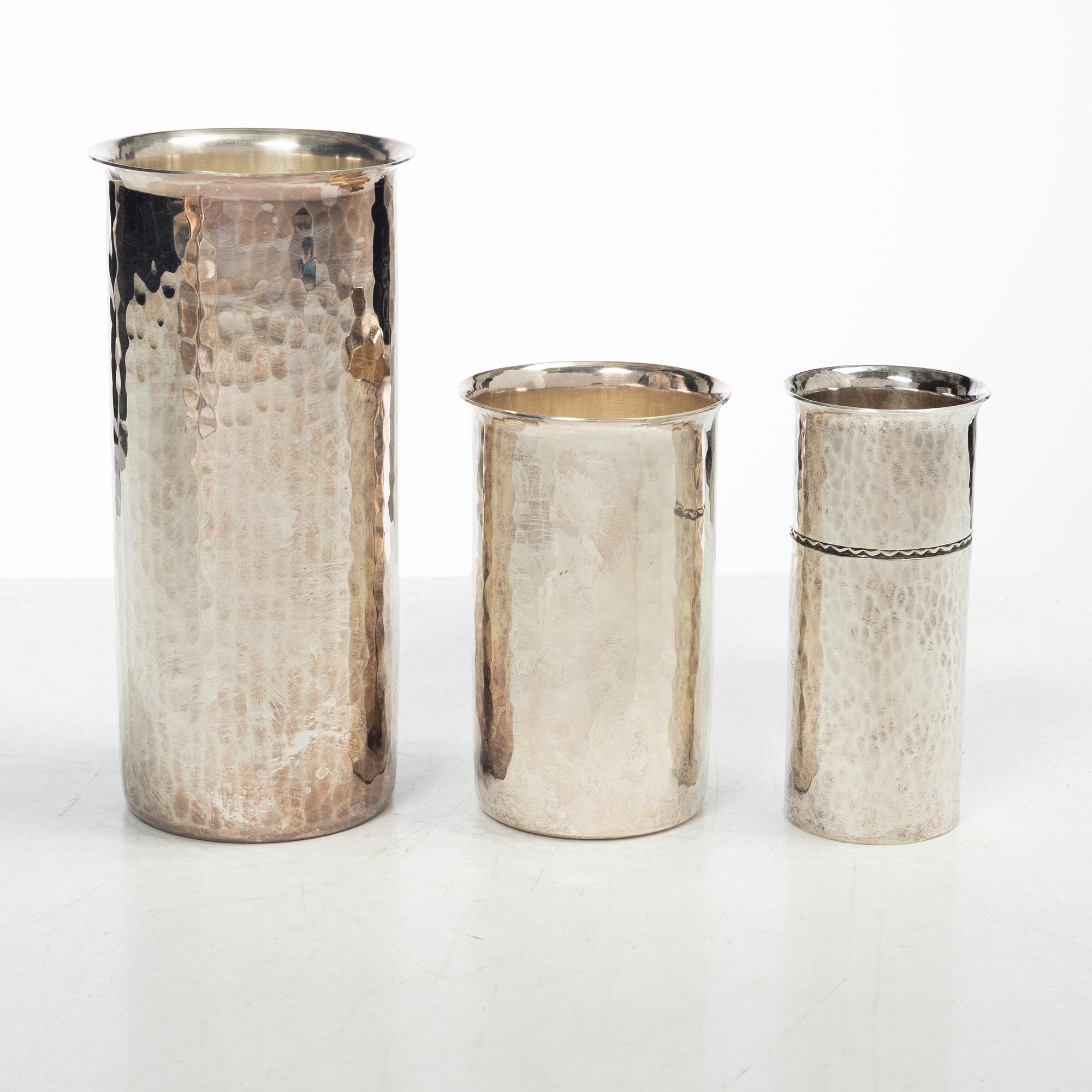 Bägare, 8 st, silver, bl a Lennart Råström, CG Råström, Stockholm 1975.