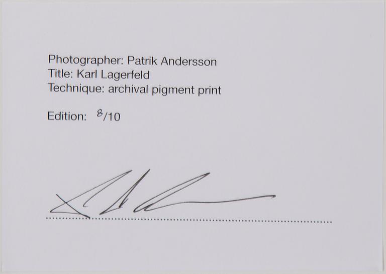 PATRIK ANDERSSON, photograph signed and numbered 8/10 on verso.