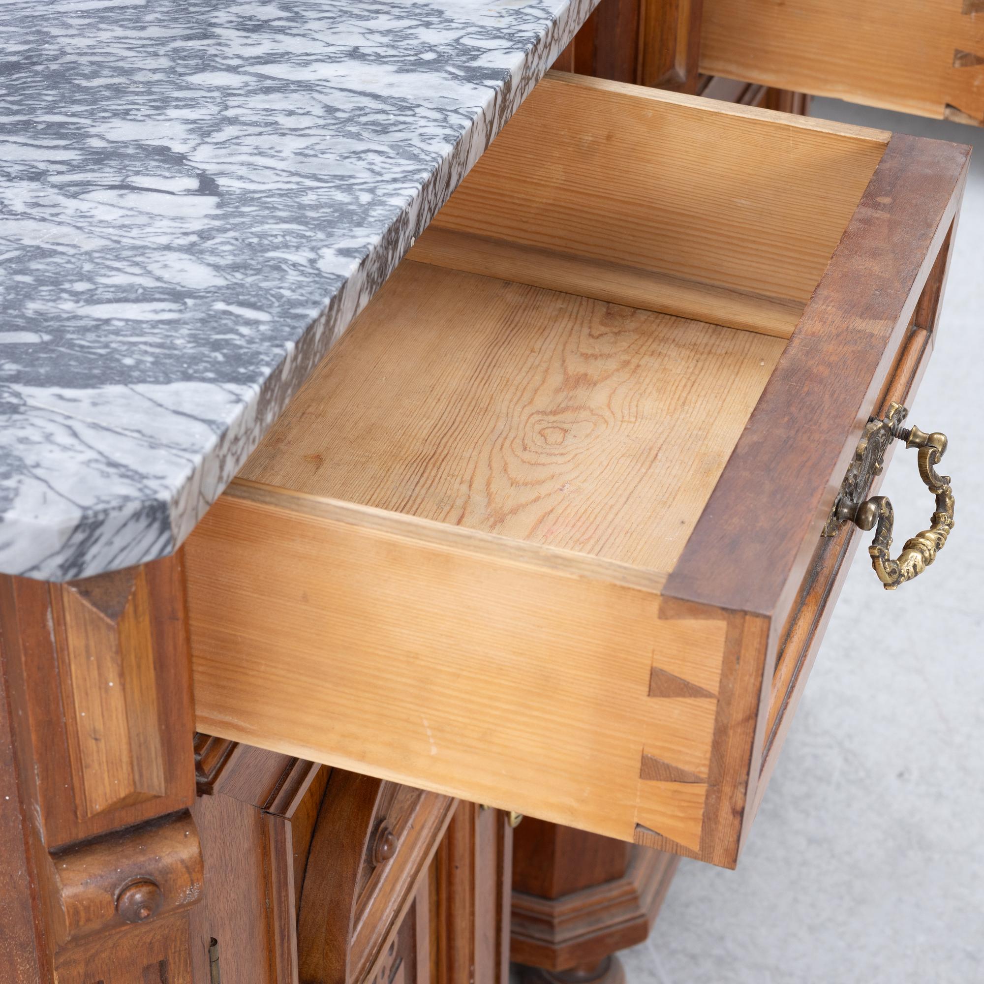 Bedside tables/cabinets, a pair, Neo-Renaissance, late 19th century.