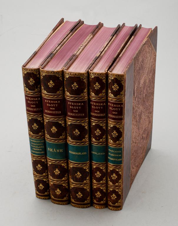 BÖCKER, 5 vol, Svenska Slott och Herresäten, Nordisk Familjeboks Tryckeri, Stockholm 1910.