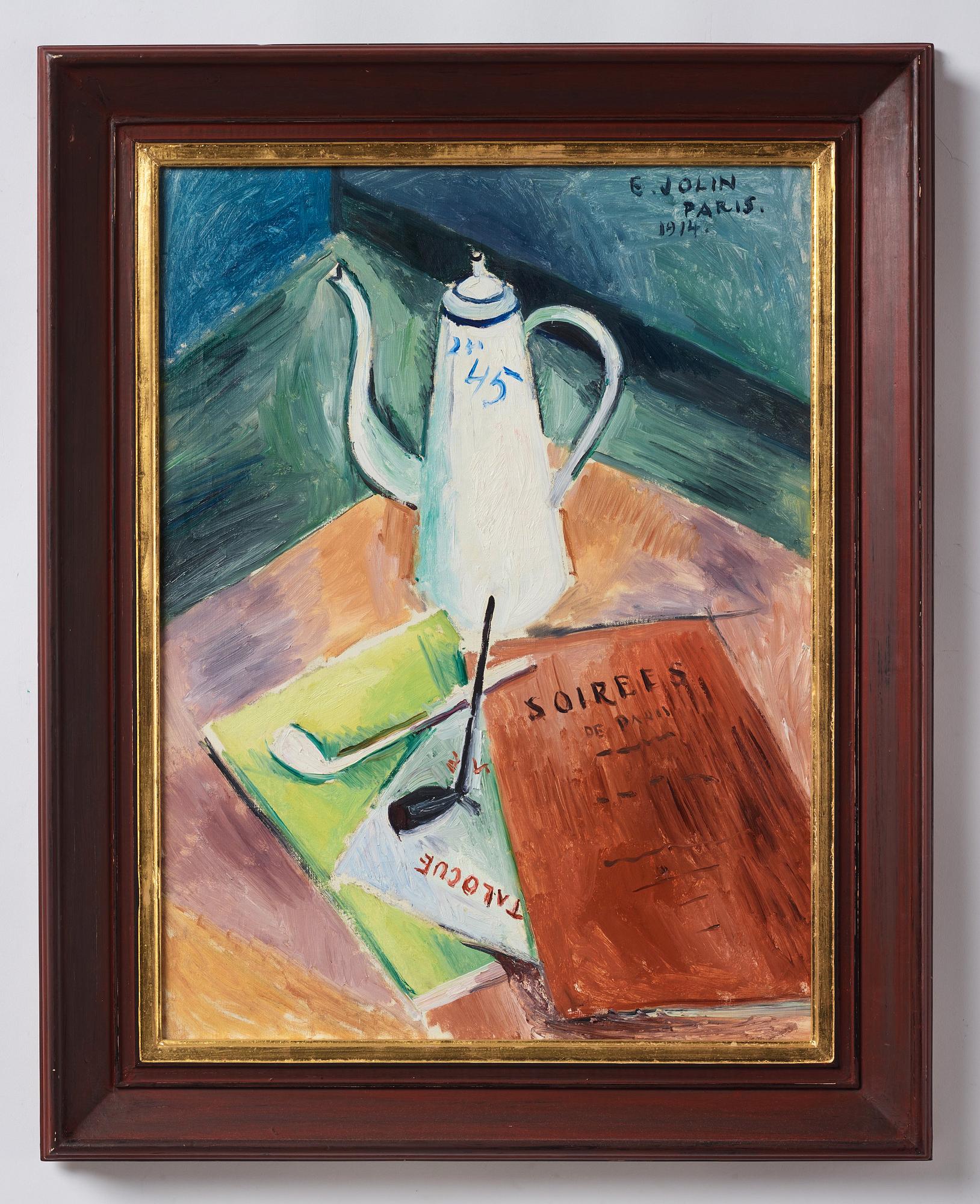 Einar Jolin, Still life with coffee pot and pipe.