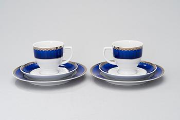 SIGVARD BERNADOTTE, 43 piece, porcelain tableware, "Christineholm"/"Marianne Royal Blue" Millenium 2000.