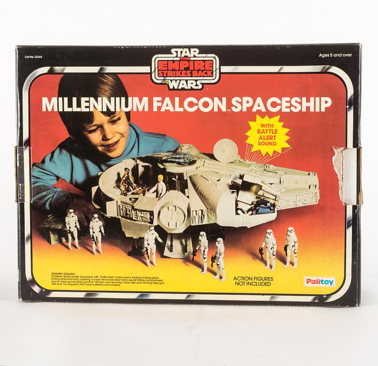 STAR WARS, Millennium Falcon i Palitoy-kartong, Empire Strikes Back, 1979.