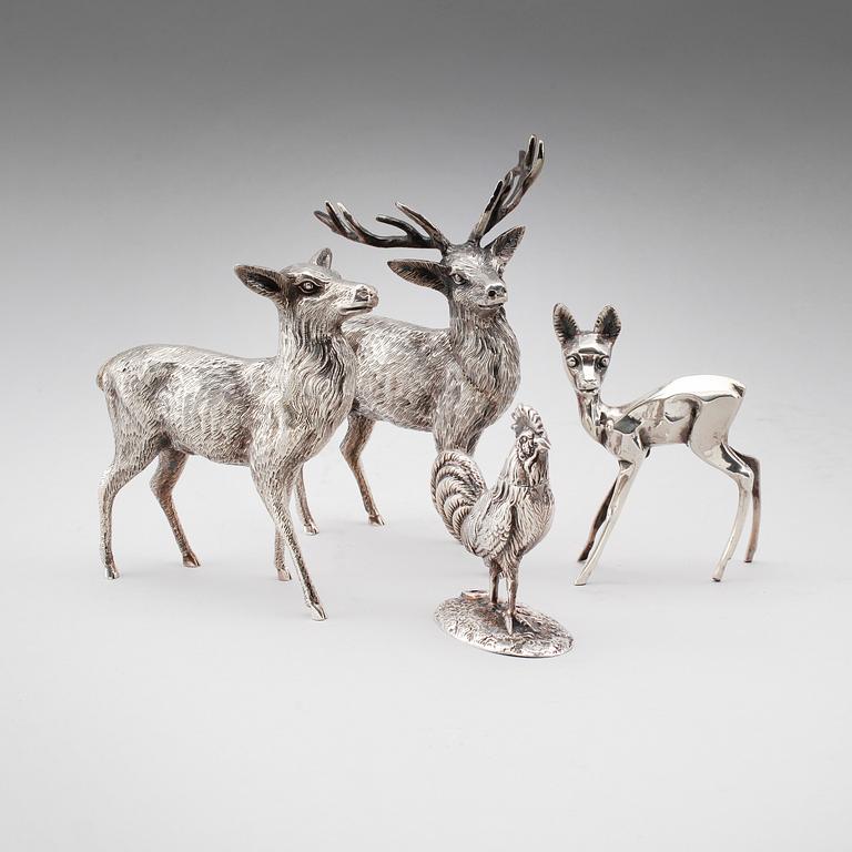 FIGURER, 4 st, silver, tre från Spanien, 1900-talets mitt. Vikt ca 620 gram.