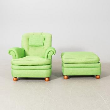 Josef Frank, armchair with footstool, model 336 late 20th century.