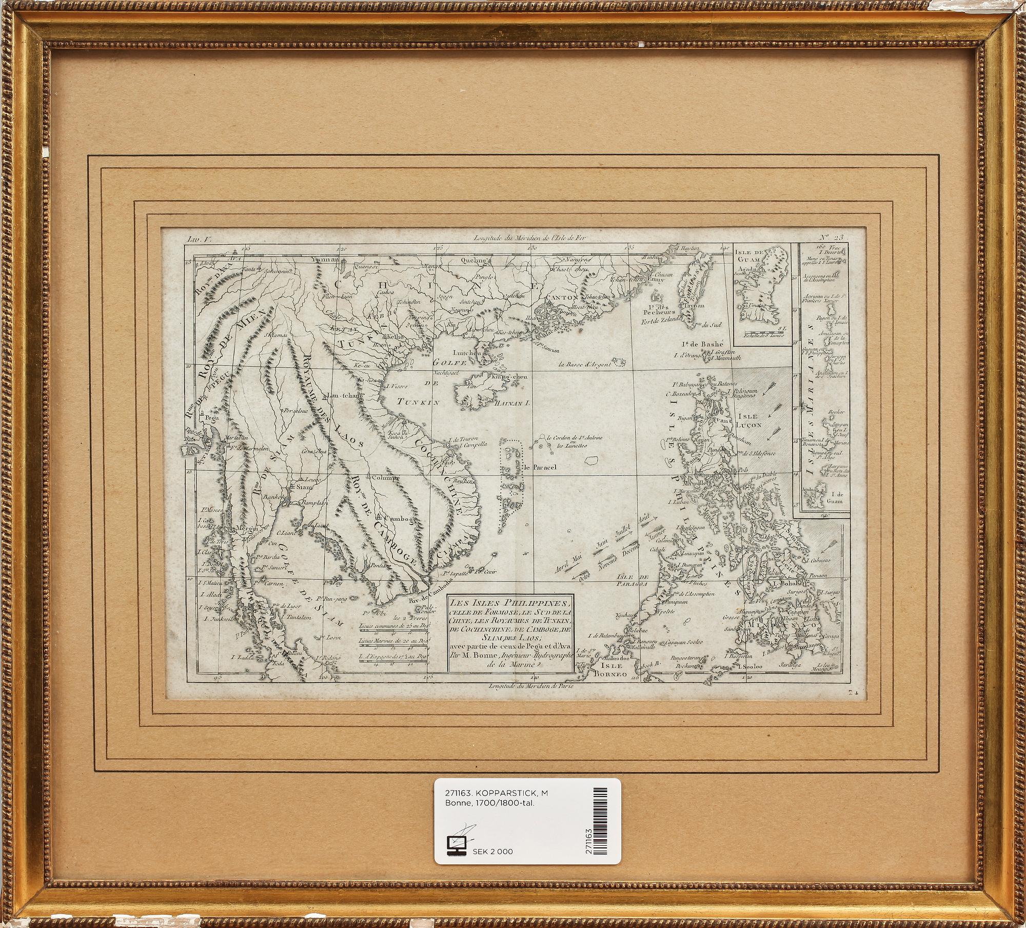 KOPPARSTICK, M Bonne, 1700/1800-tal.