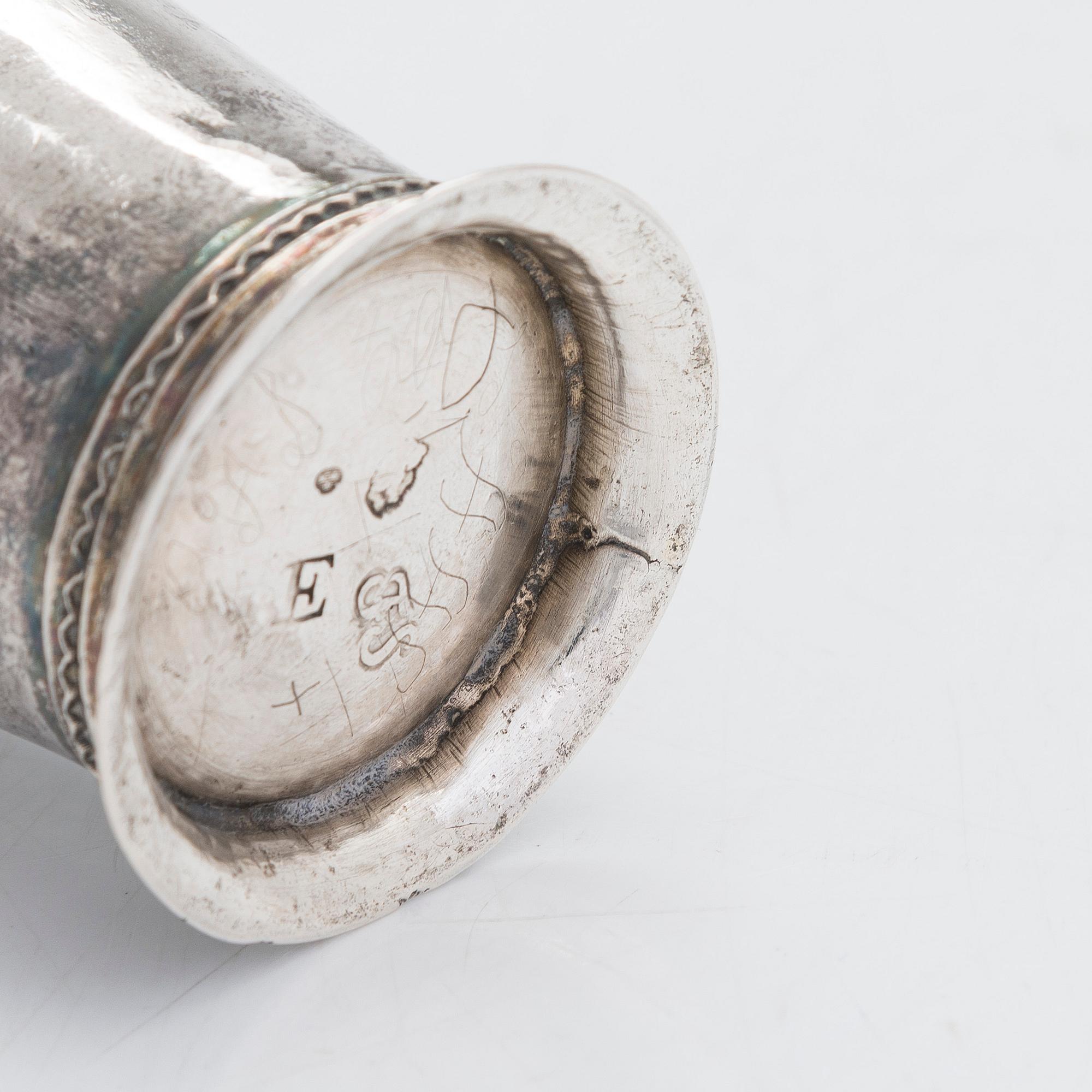 Two silver beakers, maker's mark of Carl Björkman (active 1735-1745) and Ferdinand Sehl the Youngest, Stockholm 1763.