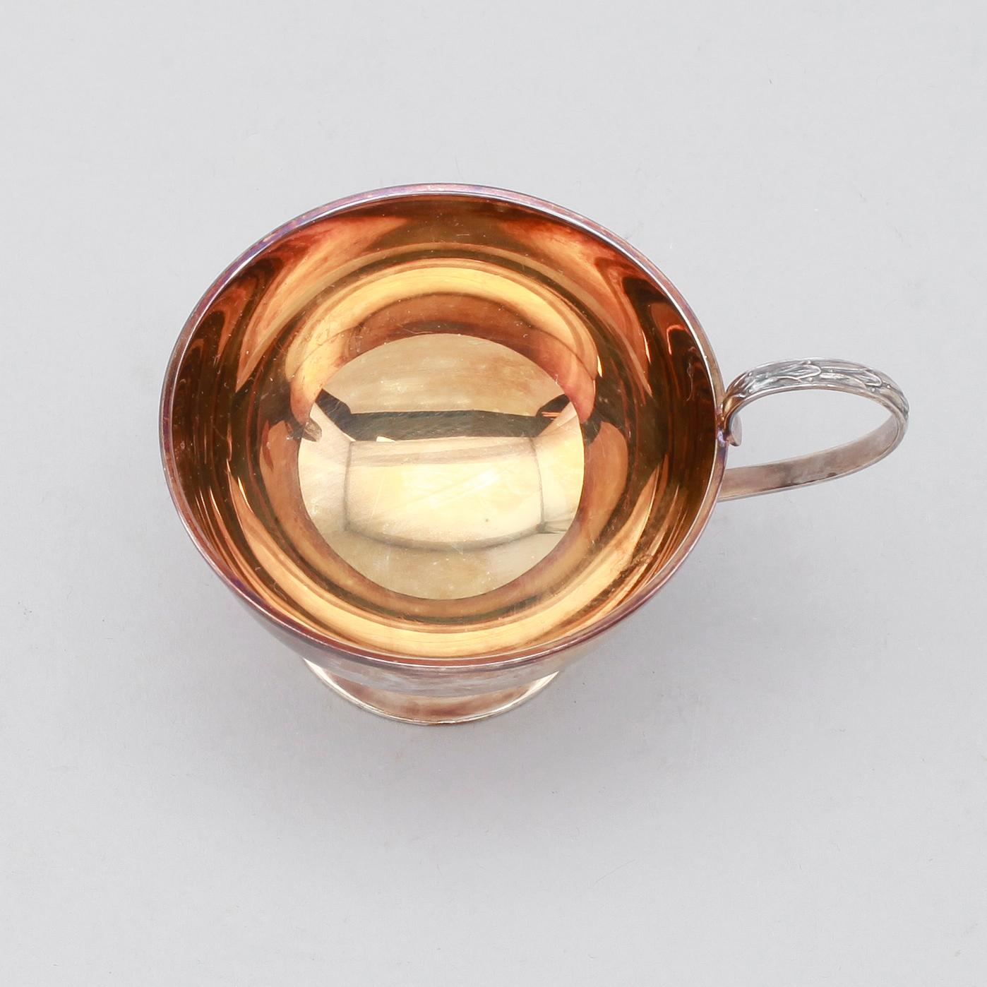 PUNCHMUGGAR, 12 st, silver, GAB, 1950-tal. Vikt ca 405 gram.